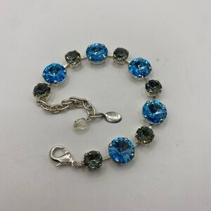 Vintage Beans Creations Bracelet with Swarovski Crystal Blue and Gray 7” In